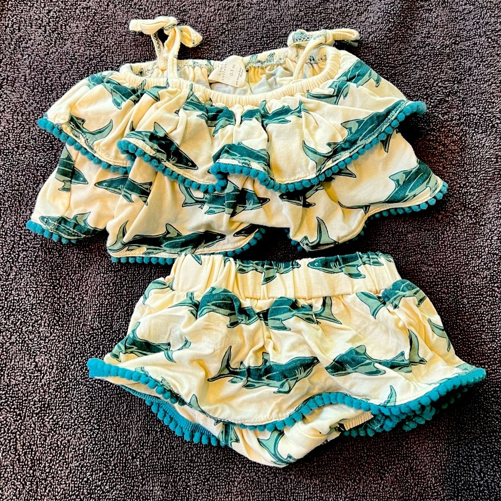 Never worn Kate Quinn Shark Sun Suit 0-3 Months